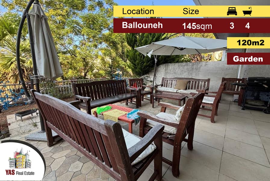 Ballouneh 145m2 | 120m2 Garden | Excellent Condition | Private Street 0