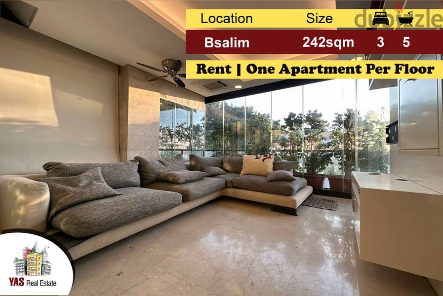 Bsalim 242m2 | Rent | Spacious | One Apartment Per Floor | MJ | 0