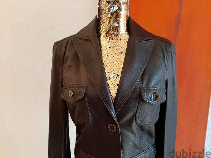 real leather brown jacket s to xl 2