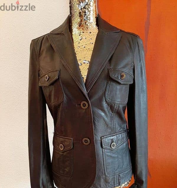 real leather brown jacket s to xl 4