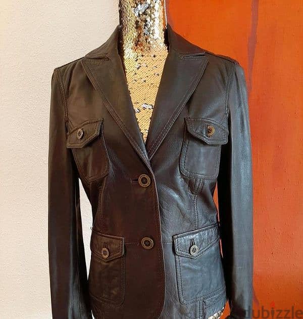 real leather brown jacket s to xl 6