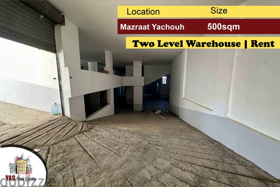 Mazraat Yachouh 500m2 | Two Floors | Warehouse | Rent | CH | 0