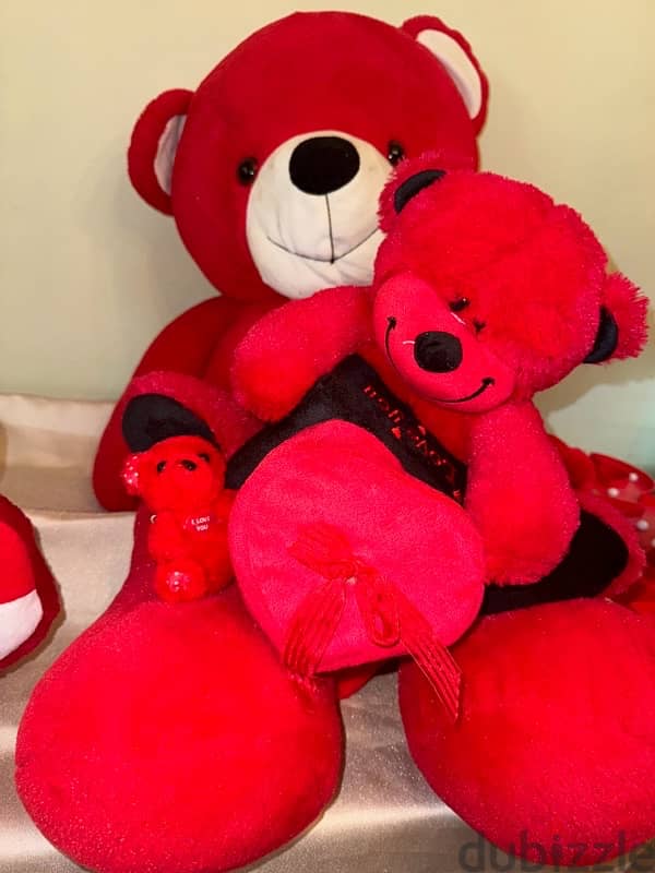 set of 3 cute teddy bears red 1