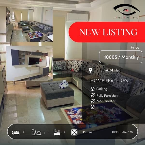 Aparmtment For Rent In z2a2 blat , شقة للايجار في زقاق البلاط 0