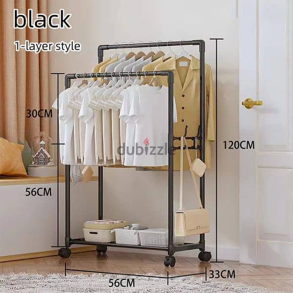 Double Pole Clothes Rack With Wheels 0