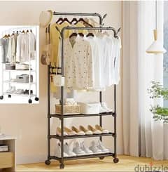 Double-pole 3-layers Shoe Organizer Coat Hat Rack 0