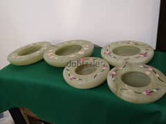 Two sets of vintage Opaline ashtrays (5 ashtrays) 0