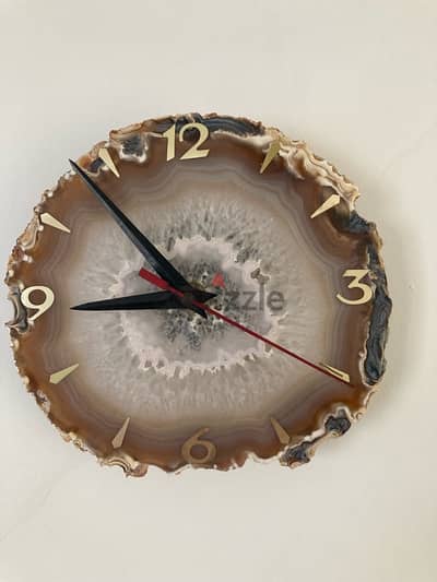 Wall clock on battery semi precious stone genuine AGATE