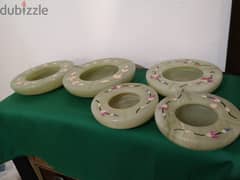 Two sets of Opaline ashtrays 0