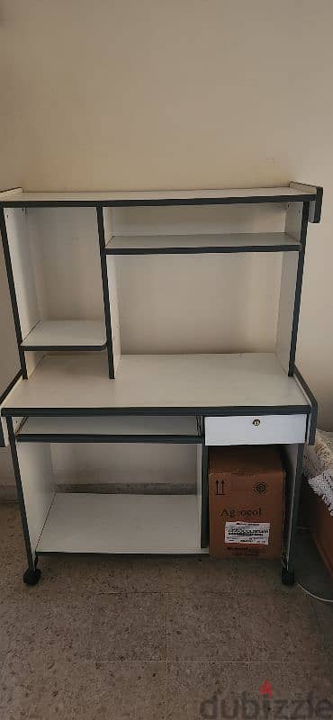 PC desk with shelves and drawers