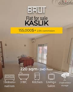 220 sqm Apartment for sale in kaslik Keserwan !HOT DEAL 0