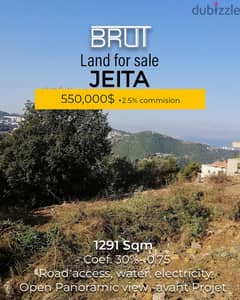 1291 sqm Flat Land for sale in Jeita keserwan Panoramic view 0