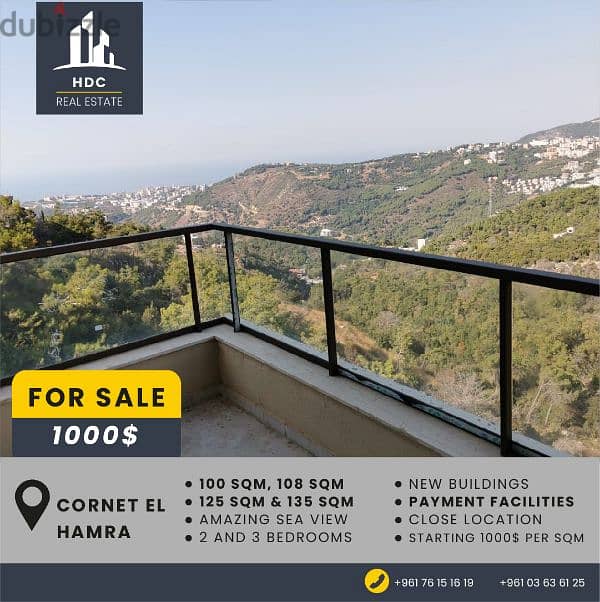 Cornet El Hamra sea view /100 sqm to 135 sqm / Payment facilities 0