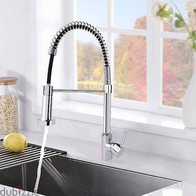 Pull Out Kitchen Mixer Tap, 360 Swivel, 2 Spray Modes, Chrome 6