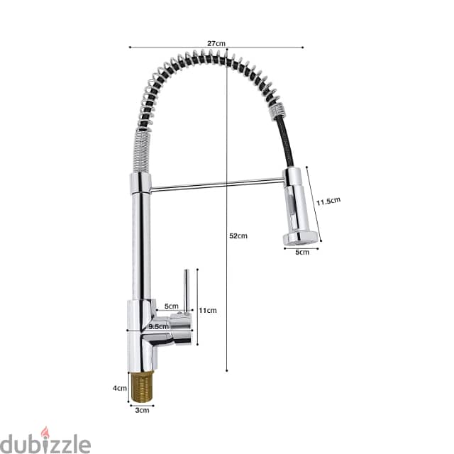 Pull Out Kitchen Mixer Tap, 360 Swivel, 2 Spray Modes, Chrome 7