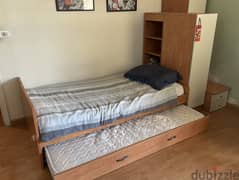 Single Bed + Drawer Bed + Small Closet Combo (Including 2 Mattresses) 0