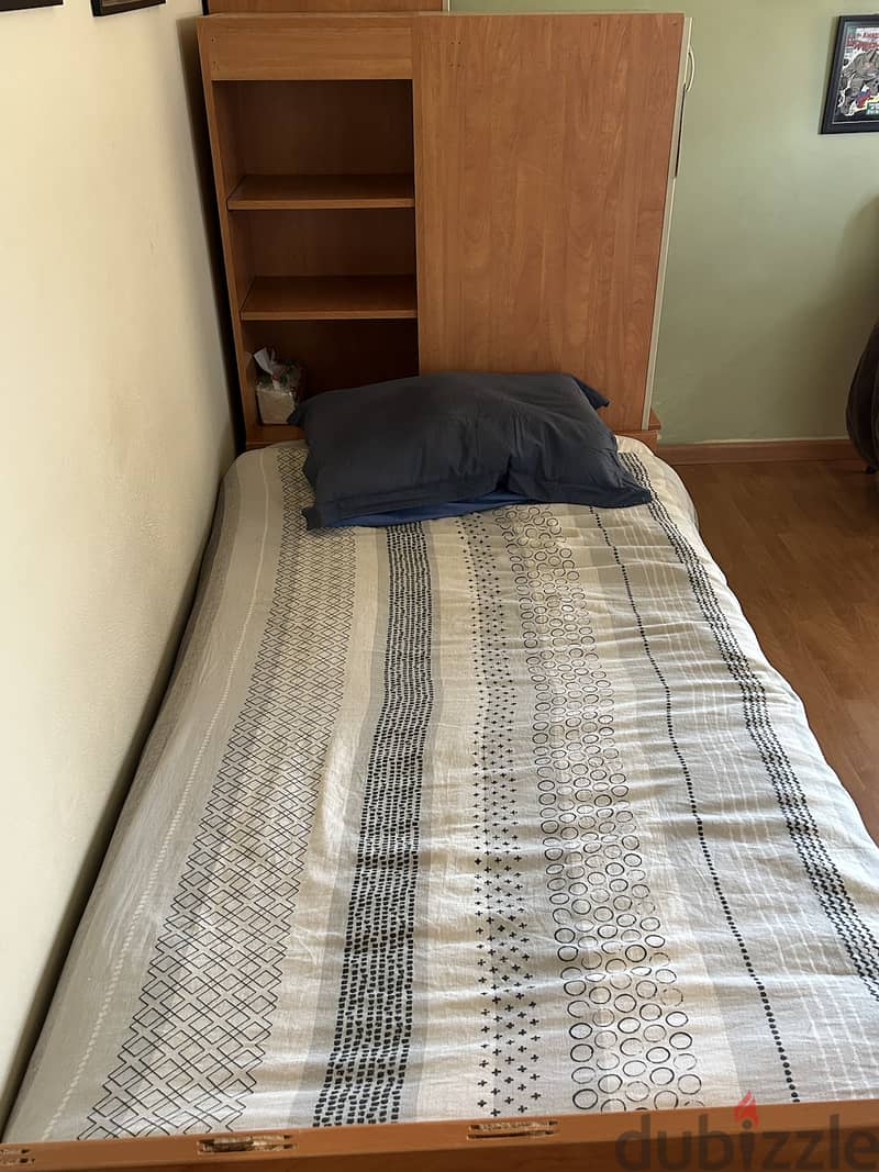 Single Bed + Drawer Bed + Small Closet Combo (Including 2 Mattresses) 2