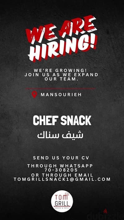 Hiring a Snack Cheff with experience