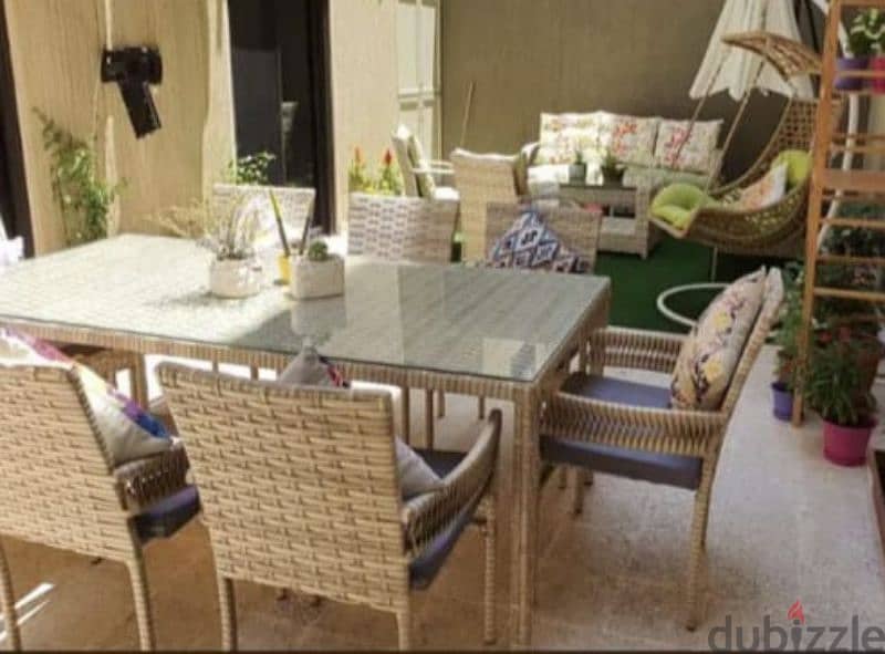 dining + umbrella + swing + outdoor benches + armchairs + table 2