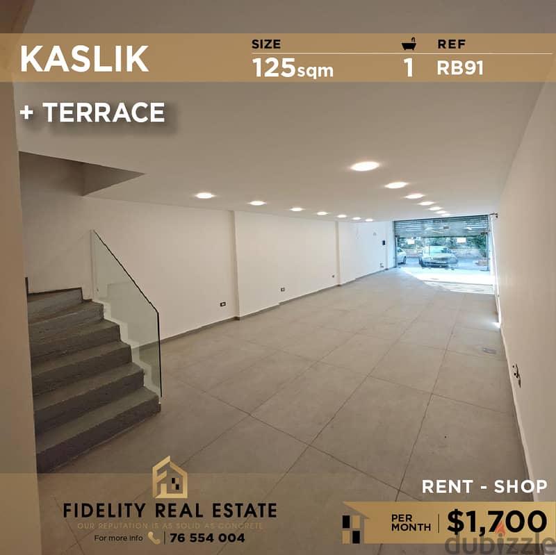 Shop for rent in Kaslik RB91 محل تجاري للإيجار في الكسليك 0