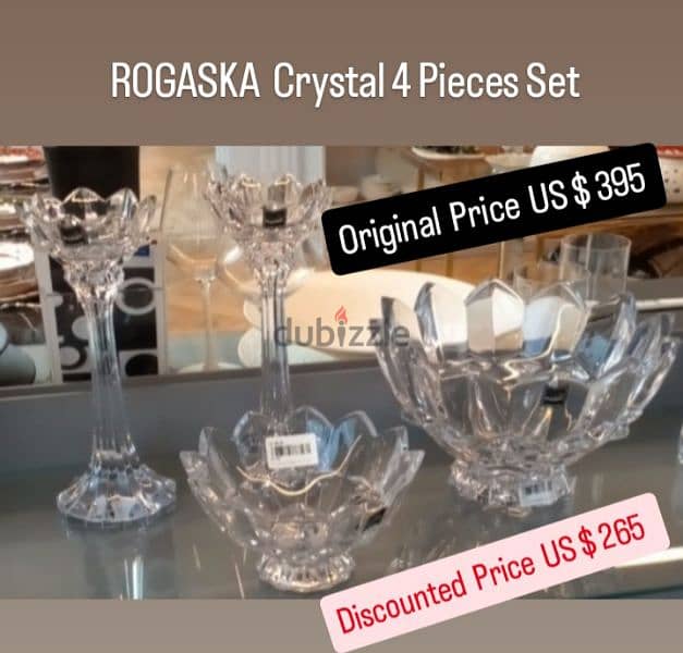 Set of 2 Crystal Candleholders + 2 Bowls 0