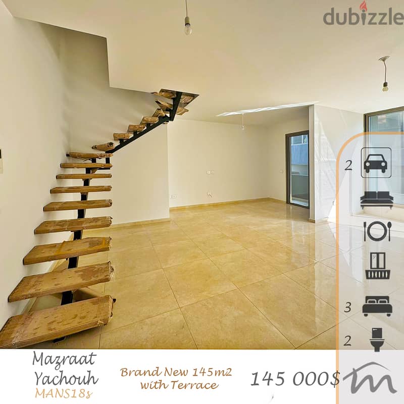 Mazraat Yashouh | Brand New 3 Bedrooms Duplex | Terrace | 2 Parking 0