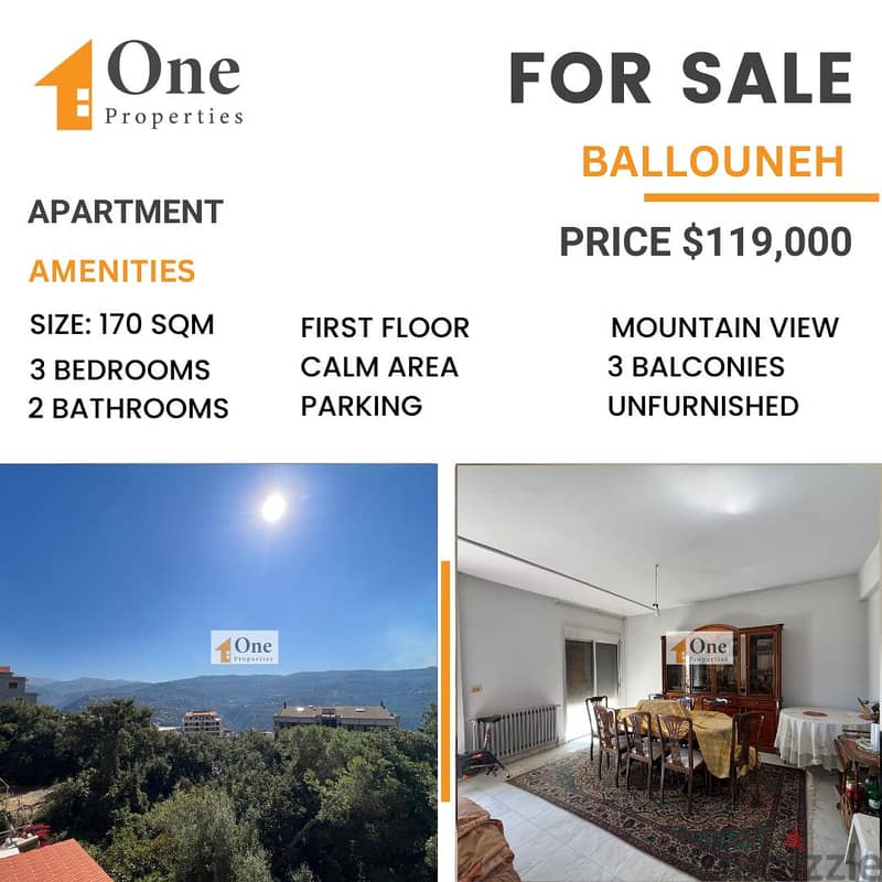 APARTMENT FOR SALE IN BALLOUNEH 0