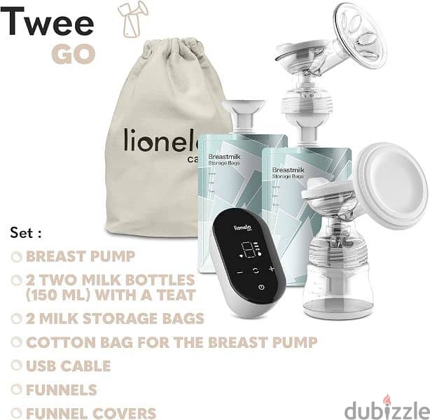 double rechargeable breast pump LIONELO 2