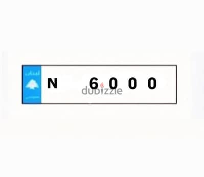 Plate Number  -  N  6000   - Car plate -