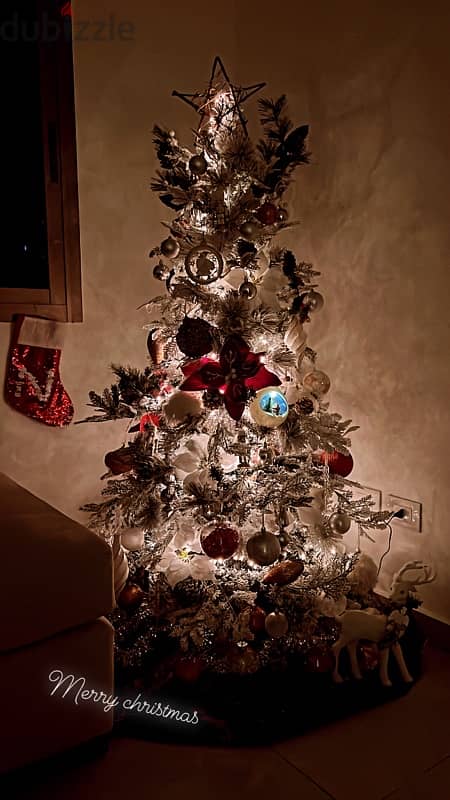 Christmas tree with all ornaments and deco 0