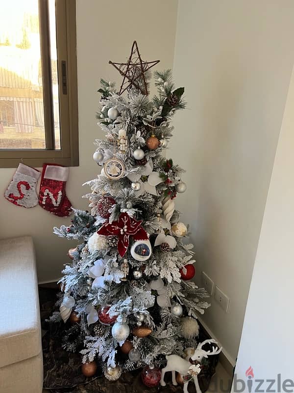 Christmas tree with all ornaments and deco 1