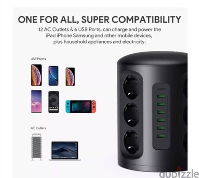 Aukey PowerHub XL 12 AC Outlets + 6 USB Ports | PA-S14  /3$delivery 1