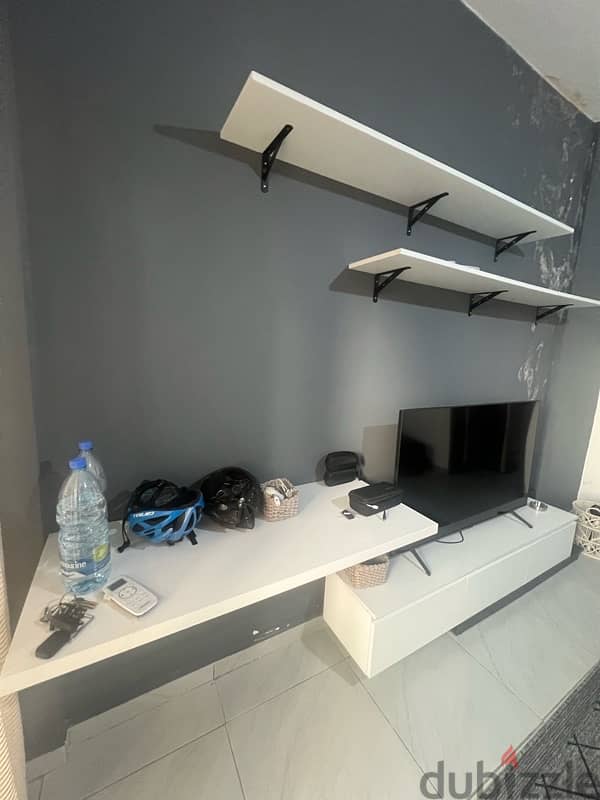 tv unit + 2 shelves + 1 desk 2