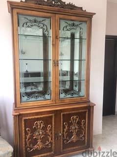 Vintage Display Cabinet with Intricate Carvings 0