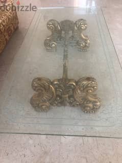 Elegant Glass Coffee Table with Ornate Gold Base 0