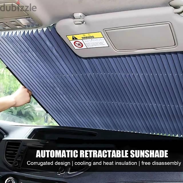 Car Sunshade Curtain for Windshield, Aluminum, 120 x 65cm 0