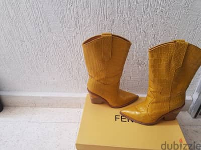 botine fendi from turkey yellow with box used 3 times only  as new