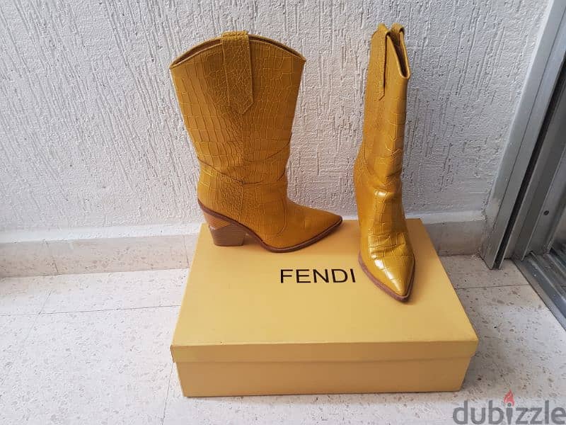 botine fendi from turkey yellow with box used 3 times only  as new 1