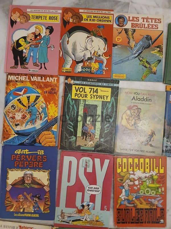 14 livres bandes dessinees en francais, tintin, asterix, quick, chick 2