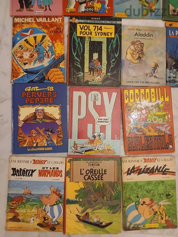 14 livres bandes dessinees en francais, tintin, asterix, quick, chick 3