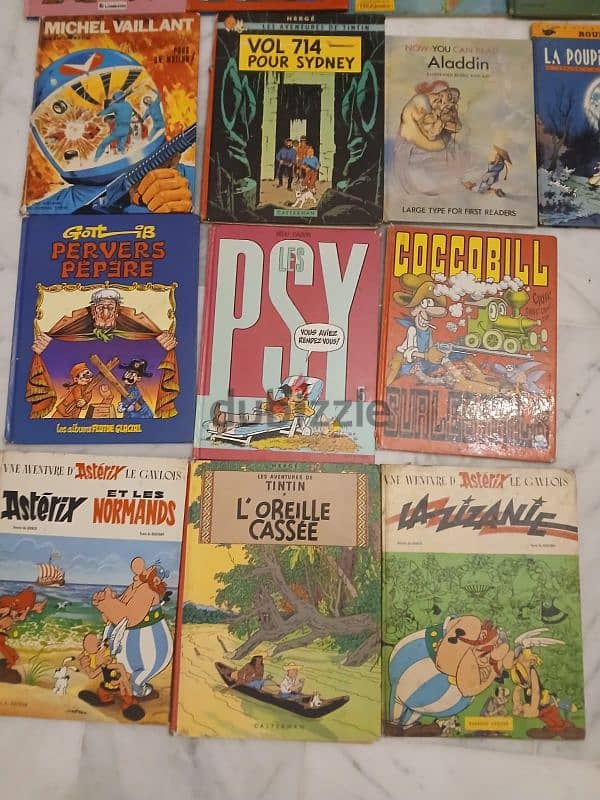 14 livres bandes dessinees en francais, tintin, asterix, quick, chick 5