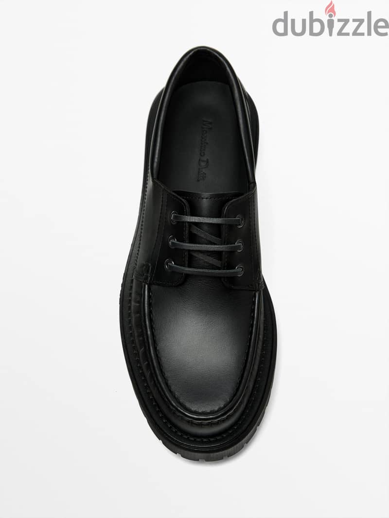 MASSIMO DUTTI | BLACK NAPPA DECK SHOES 42 5