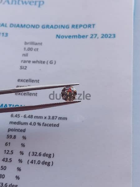 certified diamond 1 ct. G Si2 ex ex ex 1