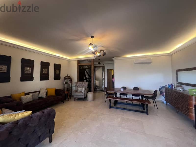 200sqm+120sqm Garden| Fully furnished apartment for rent in Broummana 2