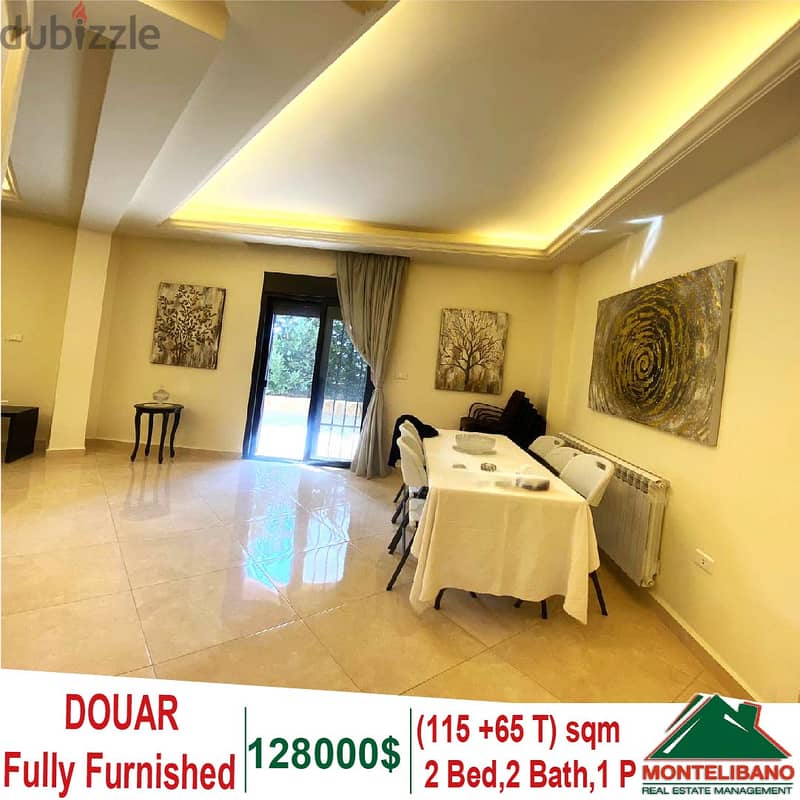 115 Sqm + 65 SQM TERRACE FULLY FURNISHED APARTMENT IN DOUAR 1