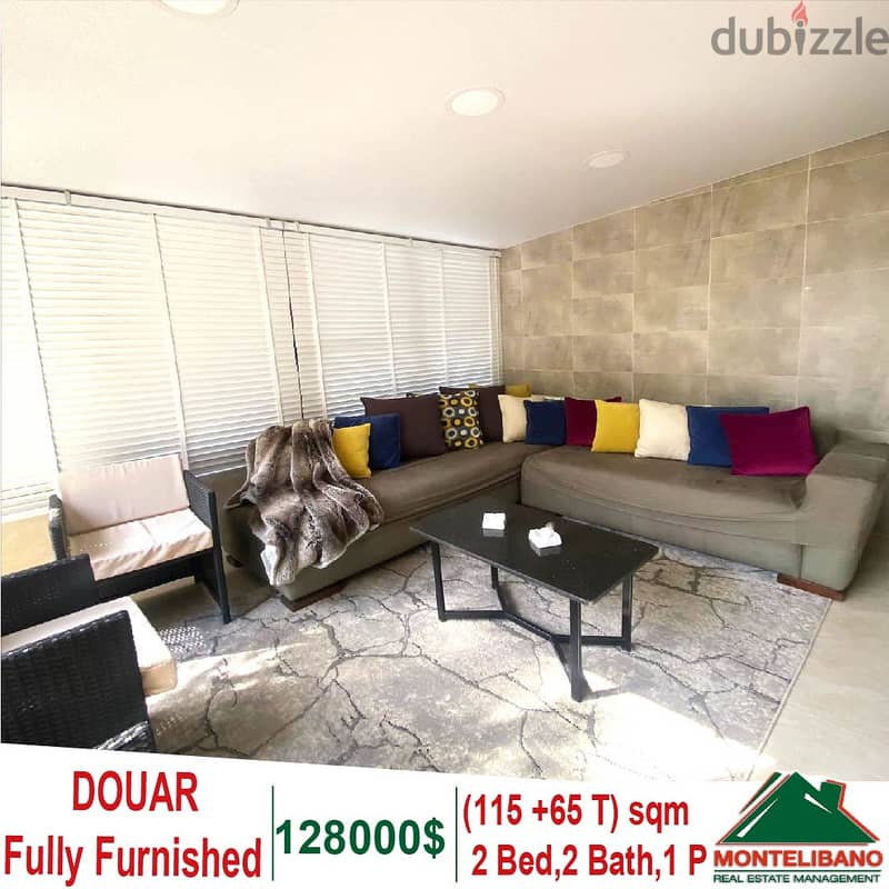 115 Sqm + 65 SQM TERRACE FULLY FURNISHED APARTMENT IN DOUAR 2