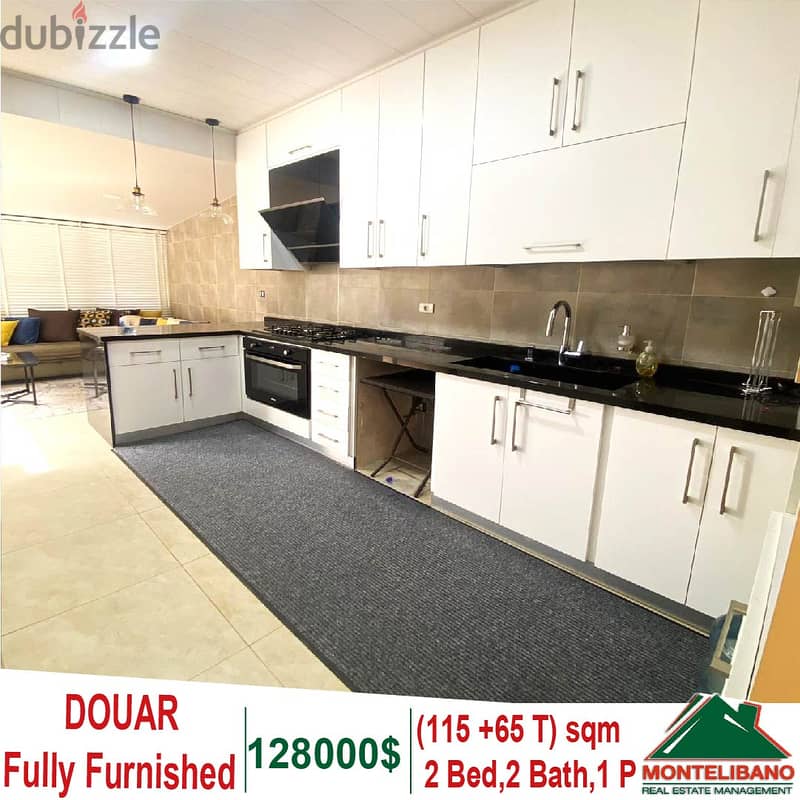 115 Sqm + 65 SQM TERRACE FULLY FURNISHED APARTMENT IN DOUAR 3