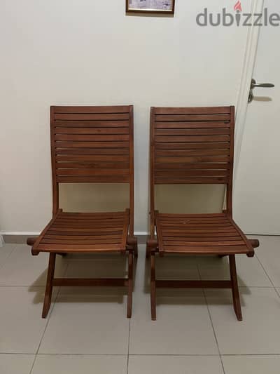 Wooden foldable chairs x2