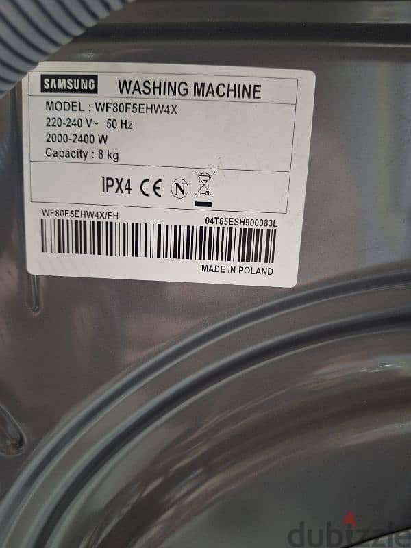 غساله مستعمل SAMSUNG 8kg 1400spin شغال100%1مكفول بعد البيع تواصل 3