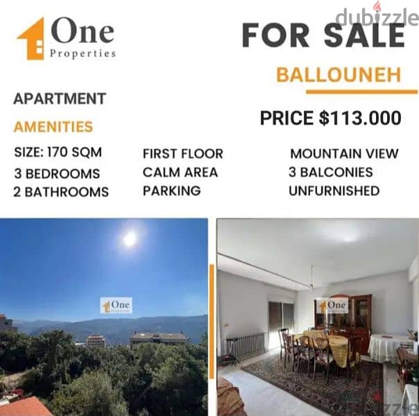 APARTMENT FOR SALE IN BALLOUNEH 0